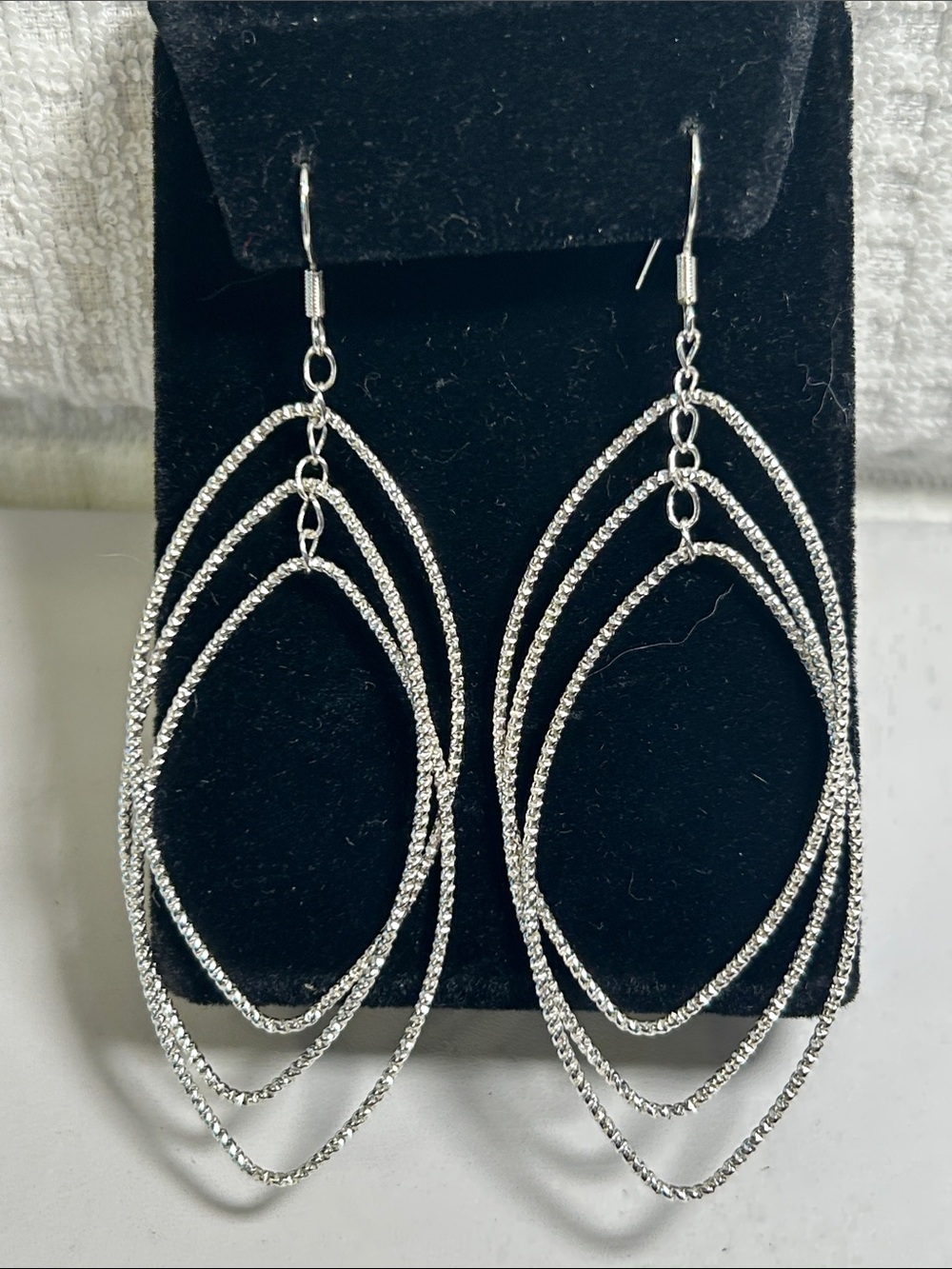 Silver Multi-Leaf Shaped Hoops Drop Earrings